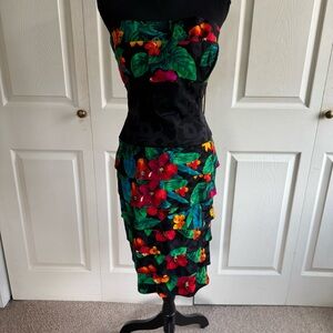 VTG Floral Strapless Dress 100% Silk Stefano’s Dolce & Gabbana Tropical Dress